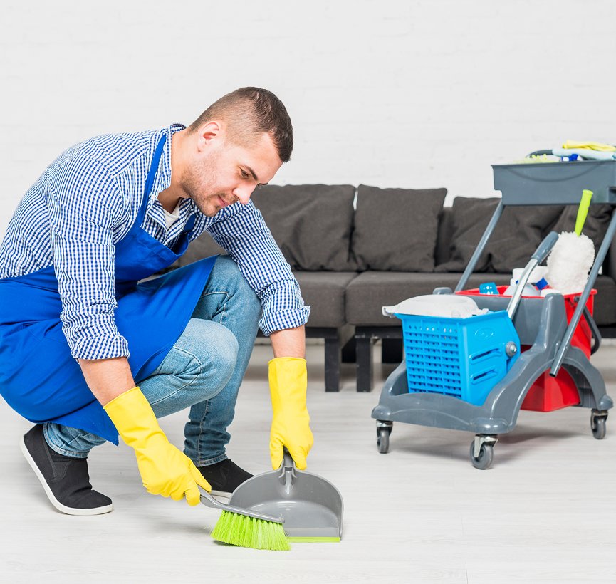 man-cleaning-home